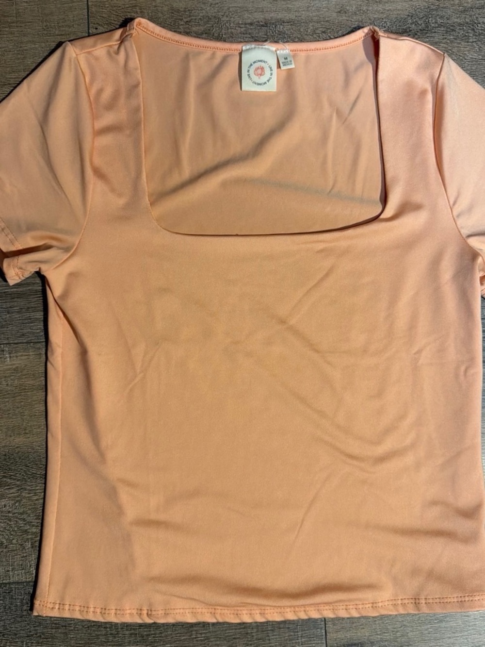 Square Neck Short Sleeve Tee in Peach